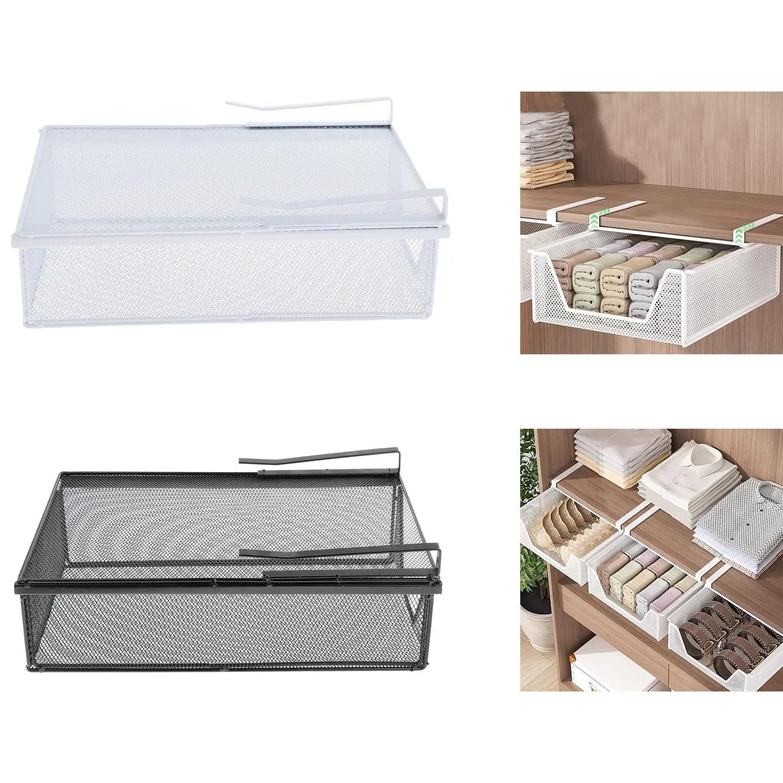 Hanging Pullout Drawer Basket Iron Decoration Space Saving Portable Closet Holder for Pantry Dining Room Under Desk Home Kitchen Zpaxo
