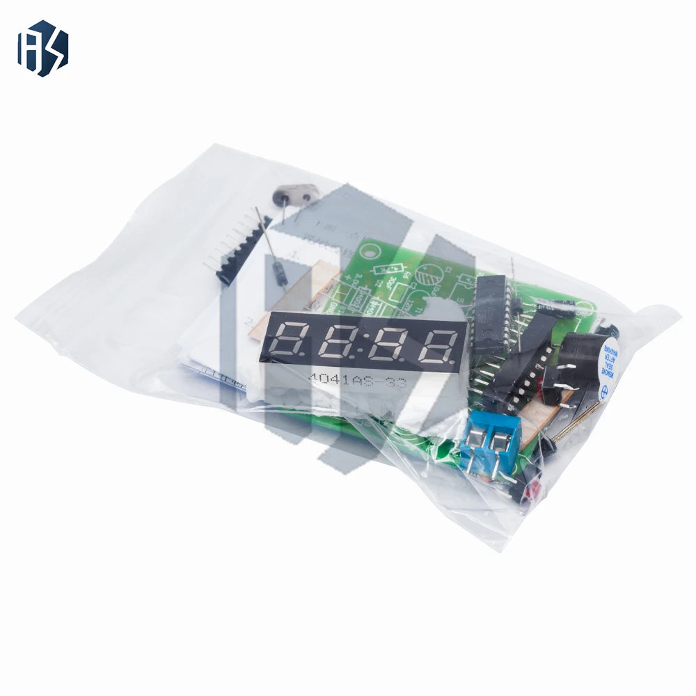 ‌AT89C2051-24PU 8051 Microcontroller LED Clock Kit – 4-Digit 7-Segment DIY Soldering Project with DS1307 RTC (I²C) | Alarm/Timer Zpaxo
