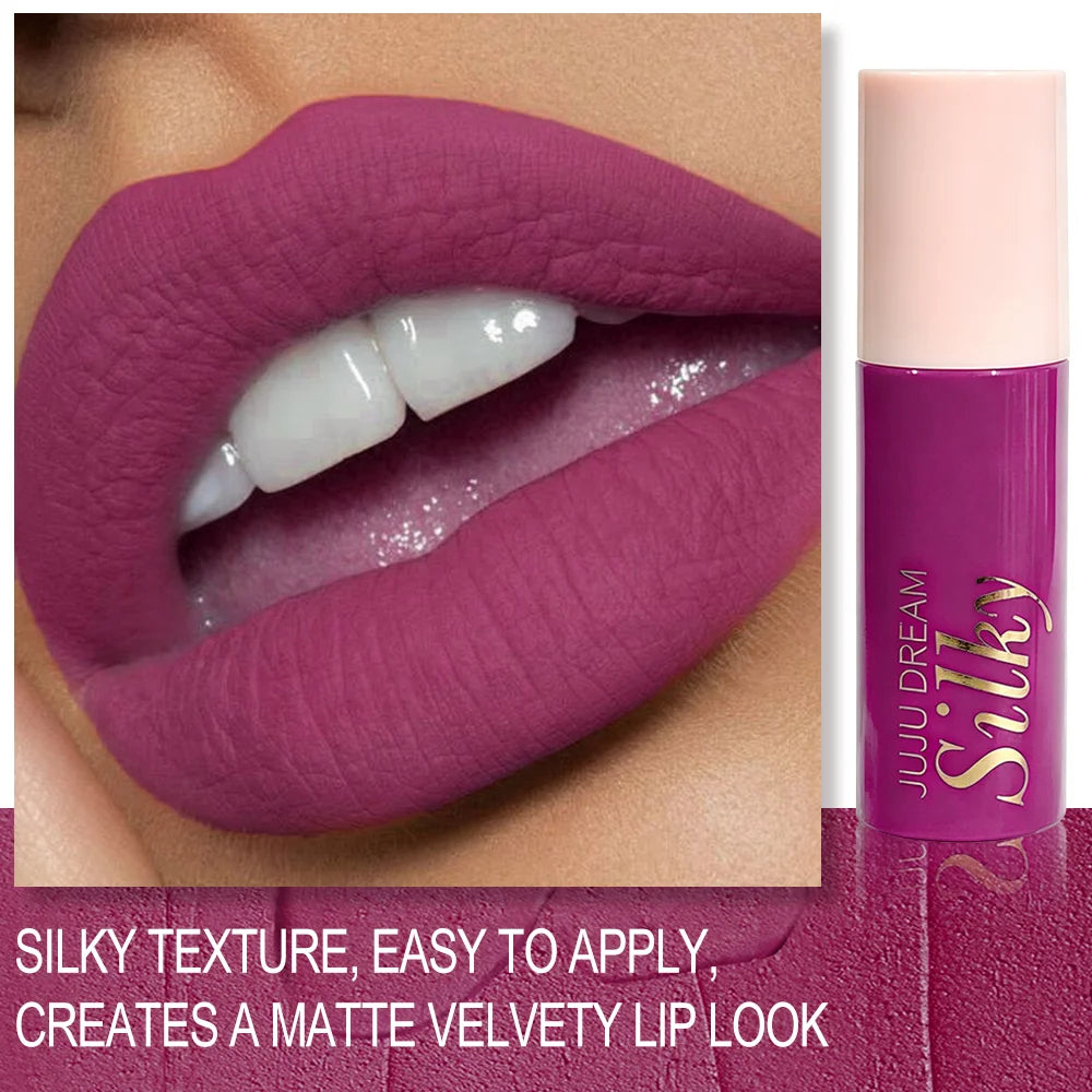 Waterproof Matte Lipstick Women Pink Nude Lip Tint Silky Velvet Zpaxo