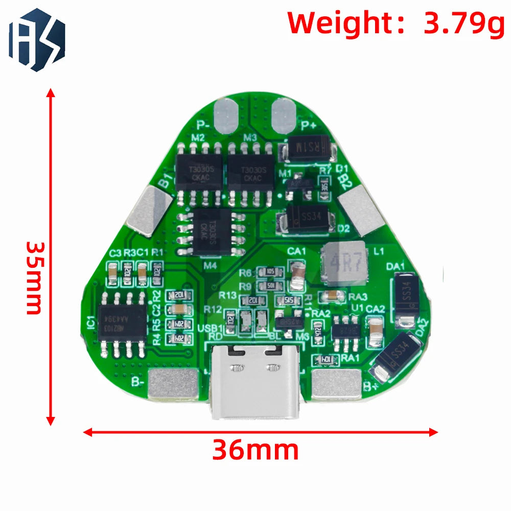 3S 12V 20A 18650 Li-ion Battery Protection Board withType-C Port Overcharge Protection for DIY Power Bank Zpaxo