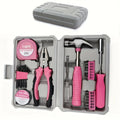 24pcs Pink Home Tool Kit Set | Portable Compact Case, Basic Hand Tools for Women DIY Household Repair, Complete Gift Idea Zpaxo GJX-pink-I