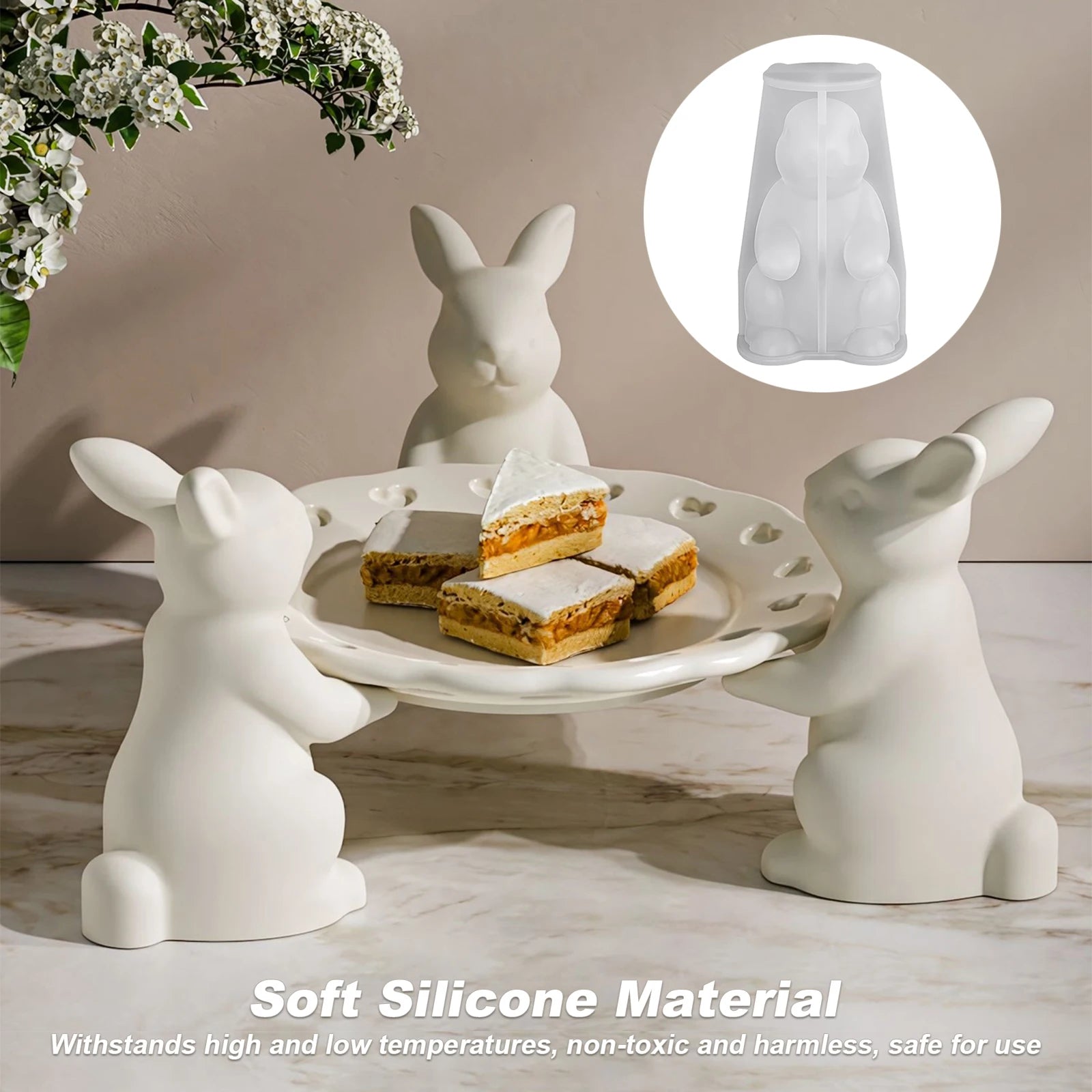 Resin Polymer Clay Crafts DIY Rabbit Offer Ornament Epoxy Molds Home