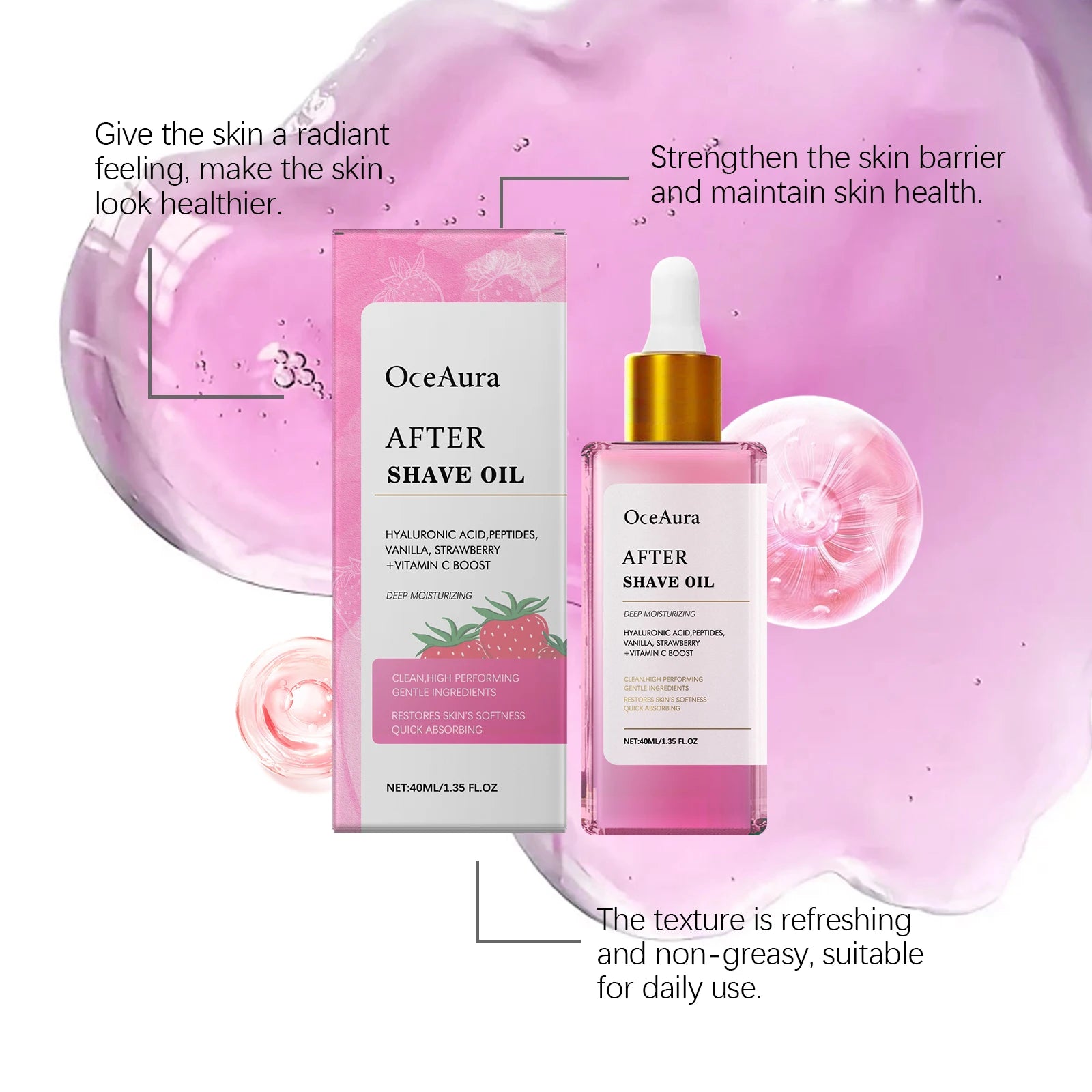 OceAura Strawberry Hair Removal Soothing Body Oil 40ml Soothing Body Oil Zpaxo