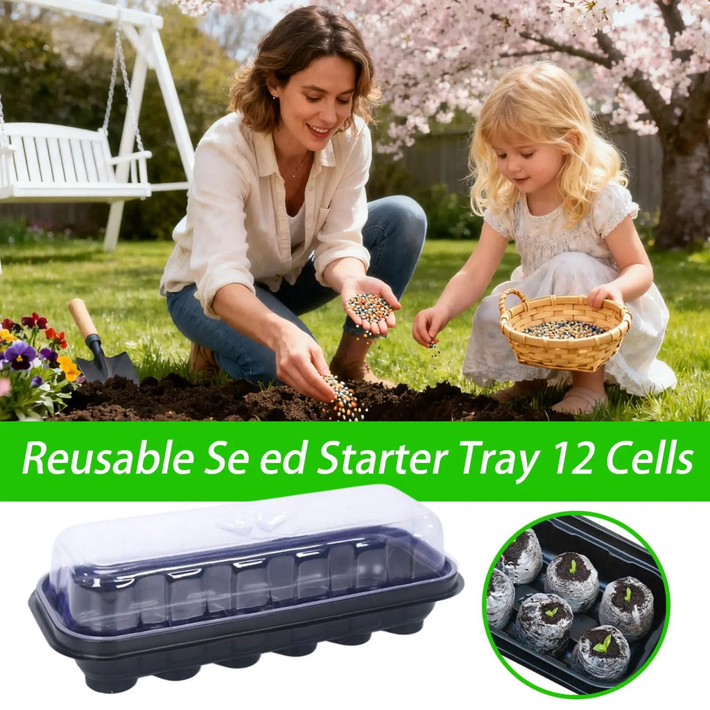 Seedling Starter Trays 12-Cell Reusable 1 Plant Grow Germination