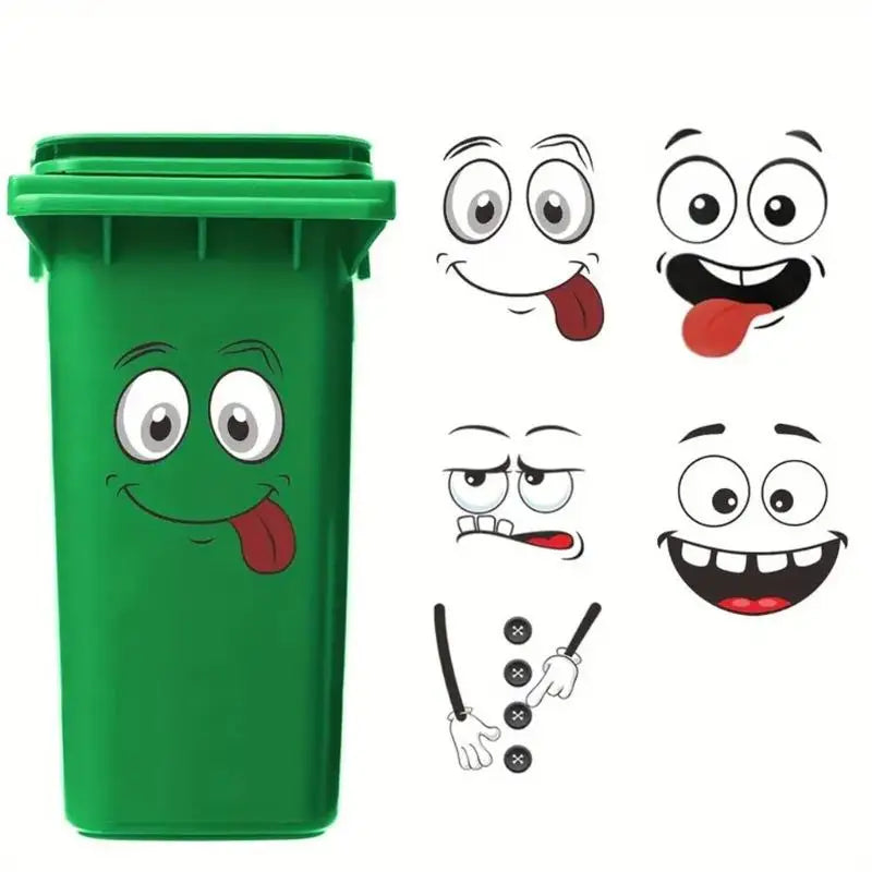 652F 4Pieces Funny Stickers PVC Adhesive Decals Smiling Design Zpaxo