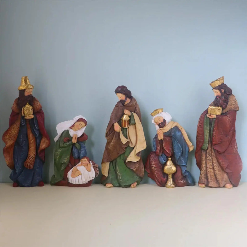 Nativity Scene Statue Resin Classic Religious Christmas Nativity Scene Ministures for Mother Children Adults Friends Porch Zpaxo