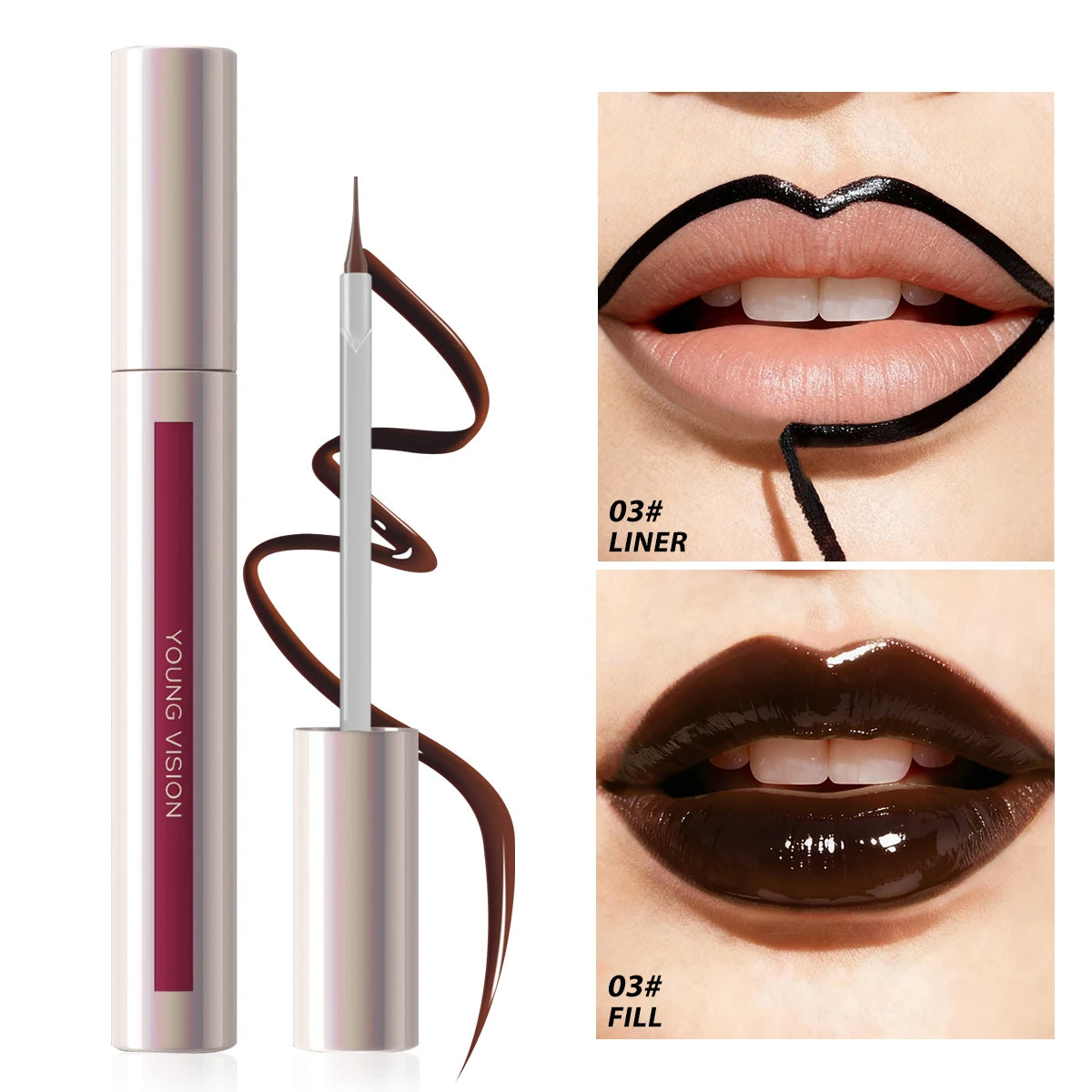 Tear-Off Lip Liner Peel-Off Lip Liner Matte Smudge-Free Hook & Loop Lip Pencil Makeup Pencil Zpaxo 03