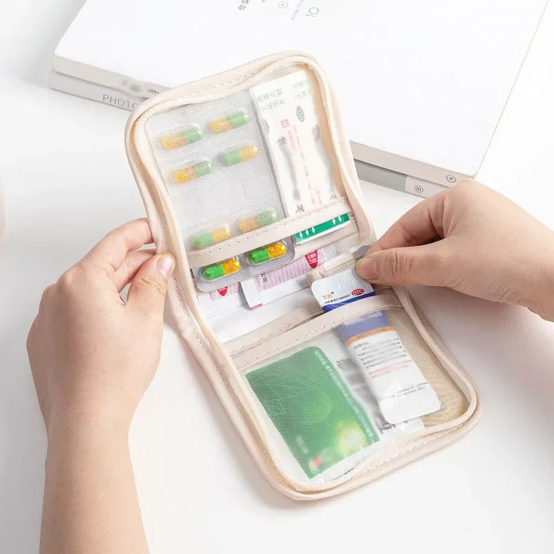 Mini Medical Pouch Portable Foldable Large Opening with Zip Sort First Aid Kit Outdoor Travel Essential Storage Bag Zpaxo