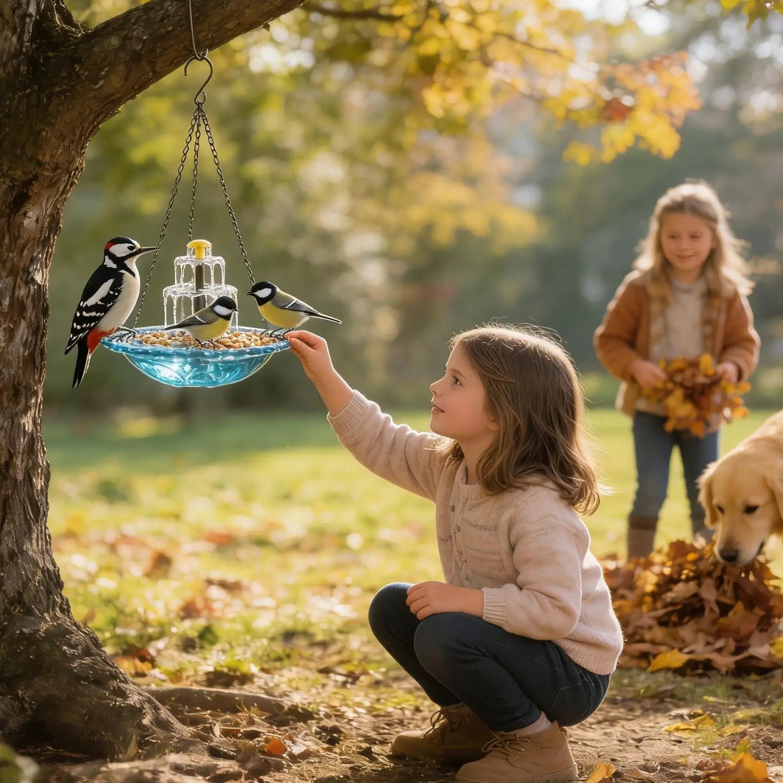 Solar Bird Bath Fountain Hanging Bowl Water Pump Outdoor Hummingbird