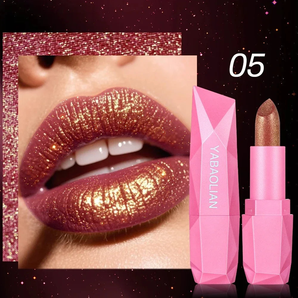 6 Colors Quicksand Golden Lipstick Fine Glitter Moisturizing Silky Zpaxo 05