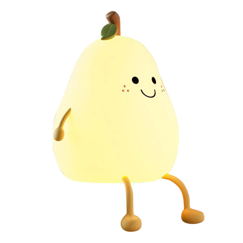 Cute Pear Night Light 7-Color Dimmable Touch-controlled Silicone