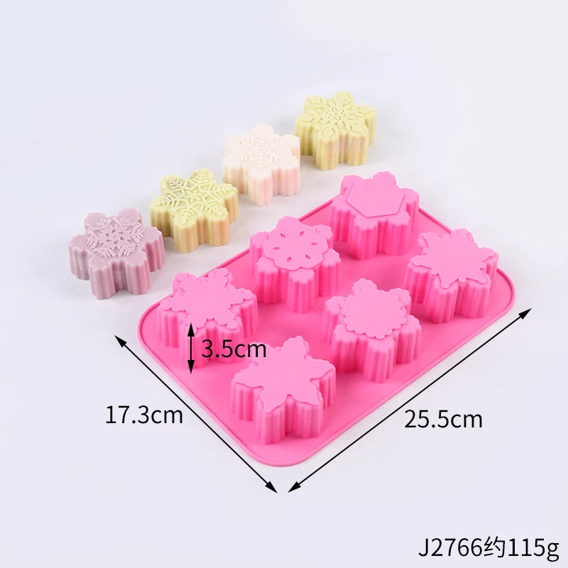 Christmas Snowflake Silicone Candle Mold 6-Cavity Handmade Soap Aromatherapy Ornament Crafts Gypsum Gift Resin Mold Home Decor Zpaxo