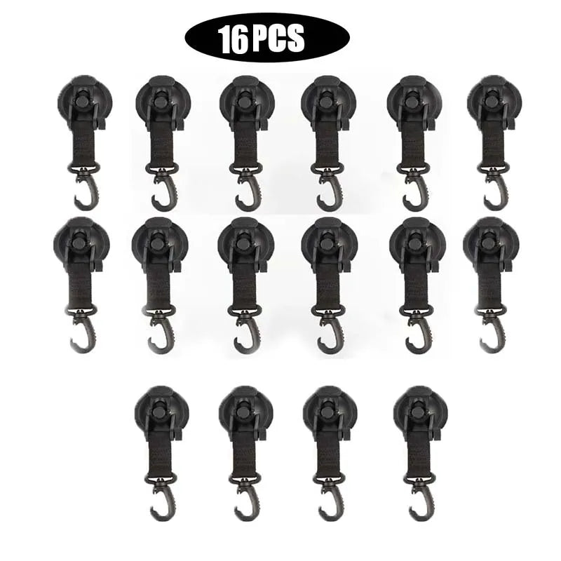 1/8 Pcs Car Tent Suction Cups Outdoor Camping Rope Powerful Suction Cup Buckle Side Tarps Tent Suckers Anchor Securing Hook Zpaxo 16PCS-black