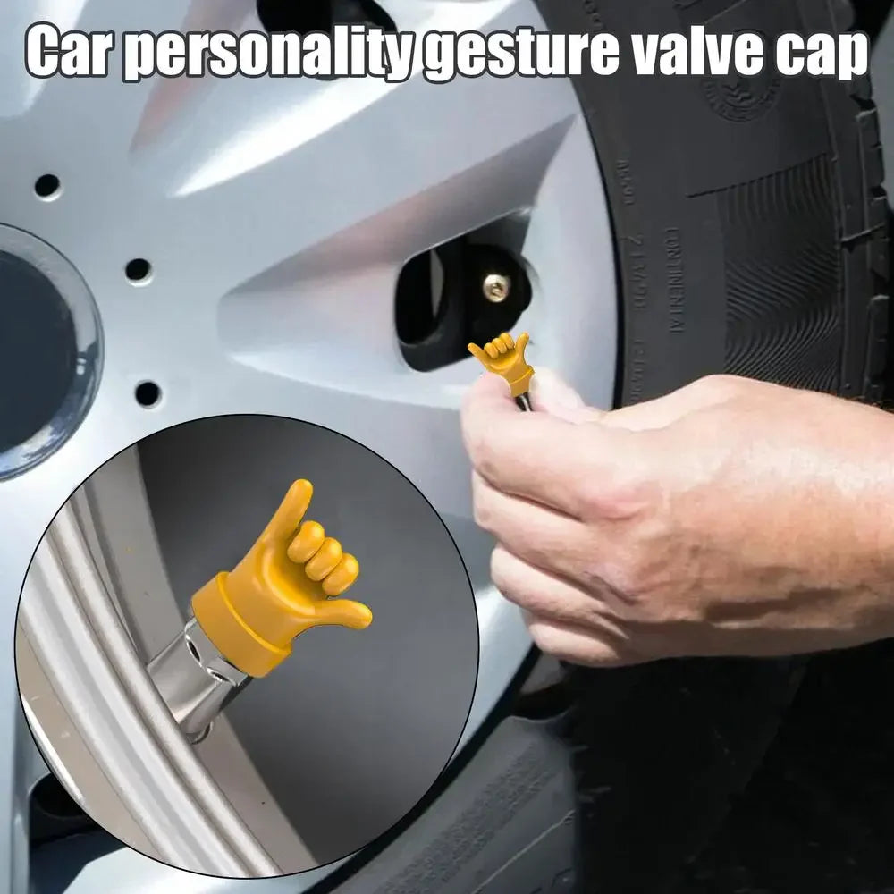 Funny Gesture Tire Valve Stem Caps – 4-Pack Universal Fit