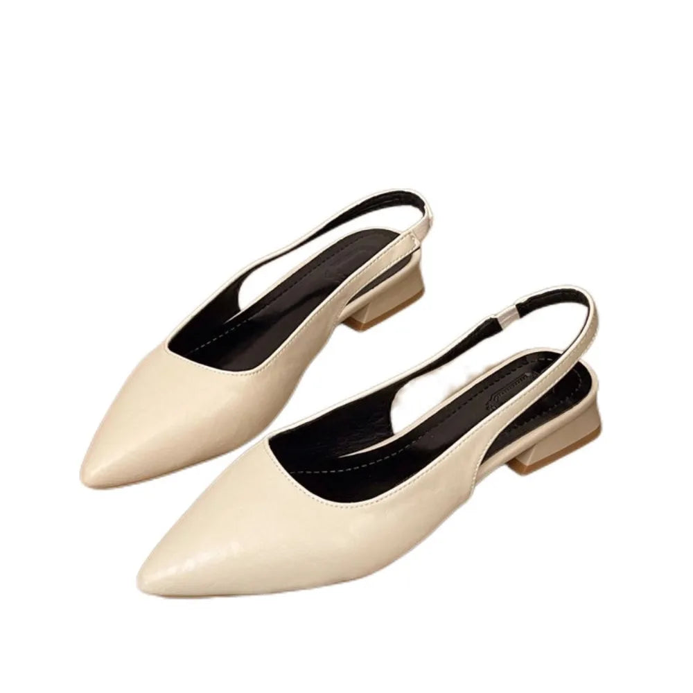 Women's Genuine Leather Pointed Toe Slingback Slip-on Flats Sandals Soft Comfortable Casual Female Summer Daily Footwear Shoes Zpaxo