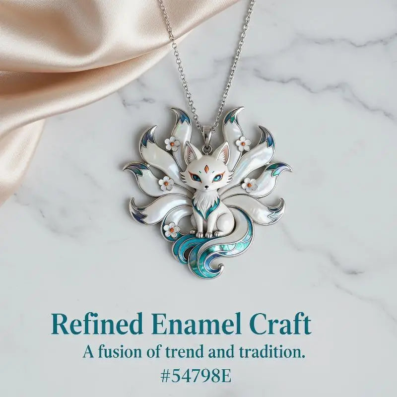 1 Nine-tailed Fox Enamel Pendant Necklace Phone Bag Charm Women Zpaxo
