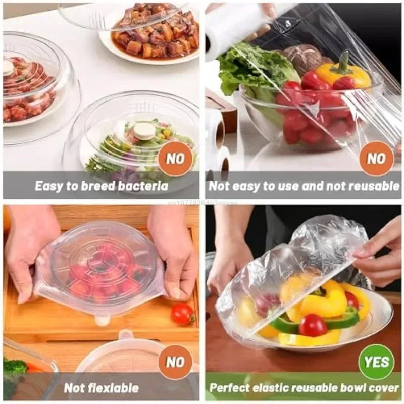 Reusable Disposable Food Cover Plastic Wrap Durable Elastic Food Lids for Bowls Elastic Plate Covers For Kitchen Food Saver Bag Zpaxo