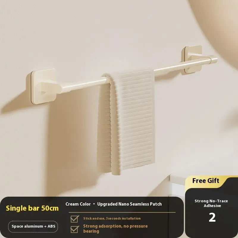 Non-drilling Towel Rack Double Layer Self Adhesive Bathroom Shower Zpaxo 1 Layer White 50cm