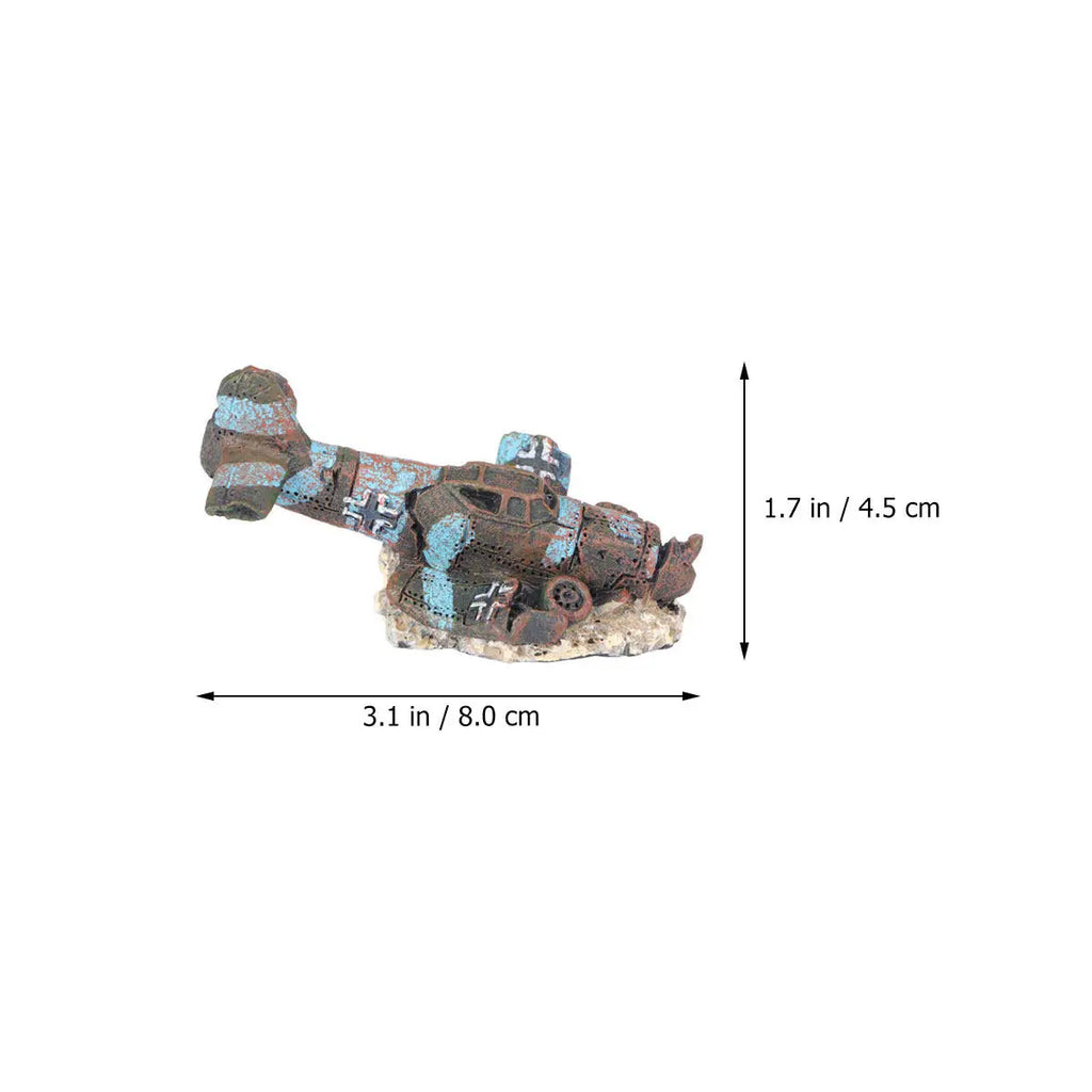 Mini Resin Plane Aquarium Decor Artificial Wreckage Fish Tank