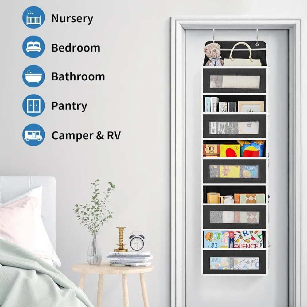 5-Shelf Hanging Door Organizer – 5 Large Pockets, Anti-Tilt Door Storage Organizer Zpaxo