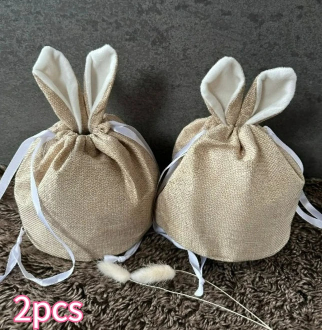 Personalized Easter Drawstring Bag Custom Name Bunny Basket Egg Hunt