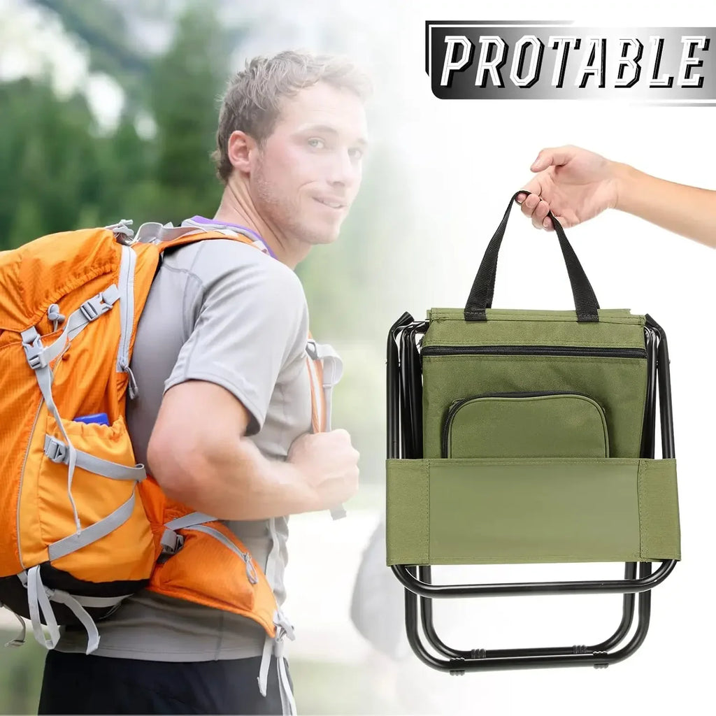 Portable Folding Fishing Chair with Cooler Bag & Backrest 2-Pack