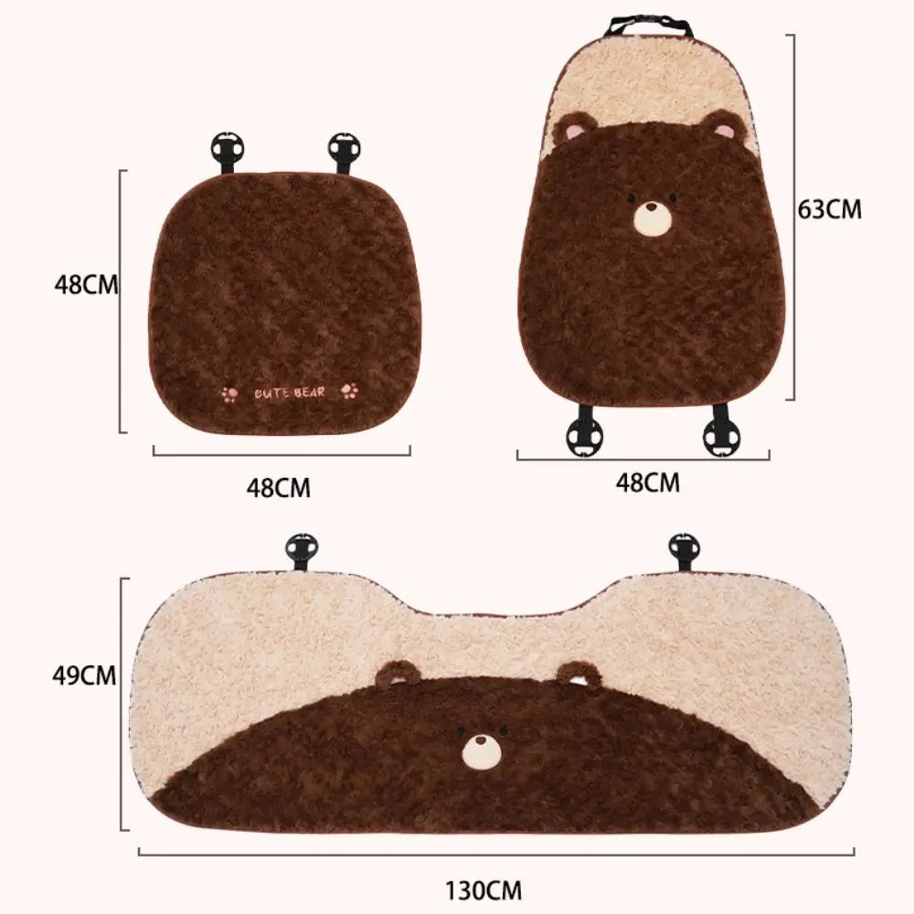 Soft Warm Bear Car Cushion Furry Non Slip Seat Universal Pillow Zpaxo