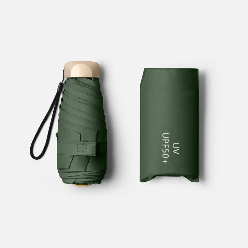 Mini 55 Off Sun Umbrella Small Pocket Rain Vinyl Folding UV Zpaxo green 6K Aluminum