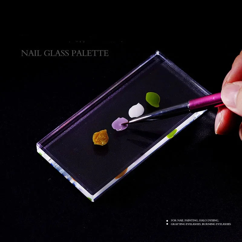 Glass Nail Palette Gel Polish Pallet Mixing Drawing Paint Plate Pad