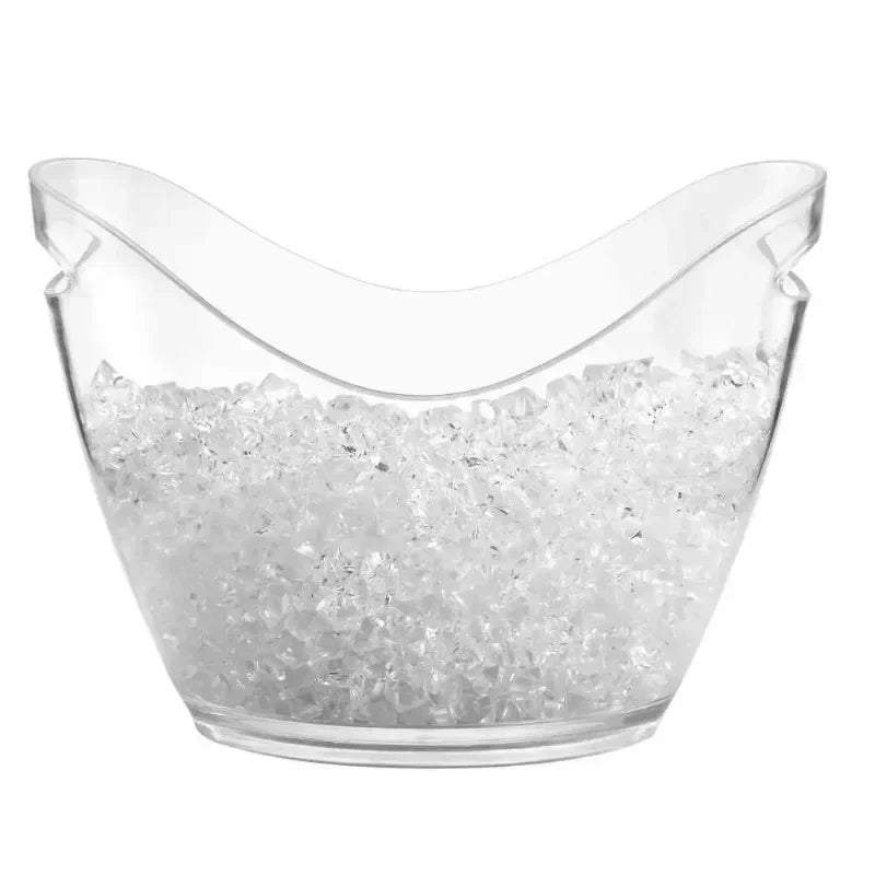 New 4L/8L Clear Plastic Ice Cube Storage Bucket or Champagne Bottles Ice Cooler Bar Decor for Home Kitchen Bar Cafe Use Zpaxo