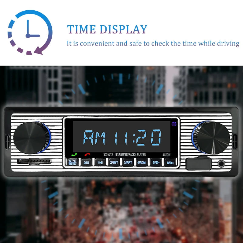 Hippcron Car Radio 1 DIN Stereo FM Bluetooth MP3 60Wx4 Audio Player