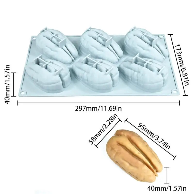 Chocolate Mousse Cake Mold Silicone 6Cell Pecan Pistachio Coffee Bean Zpaxo A3