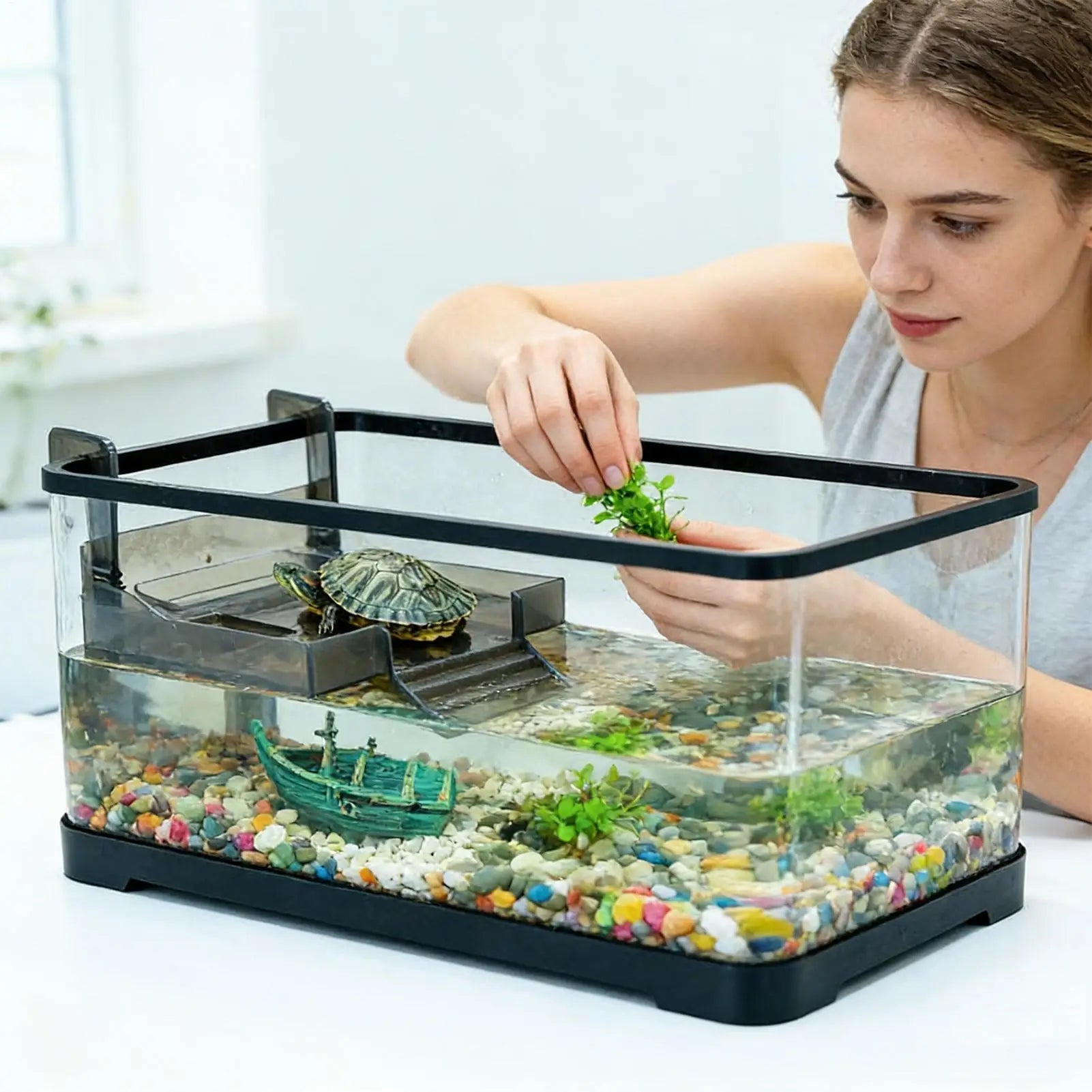 Turtle Basking Dock Aquarium Floating Resting Island Aquatic Turtles