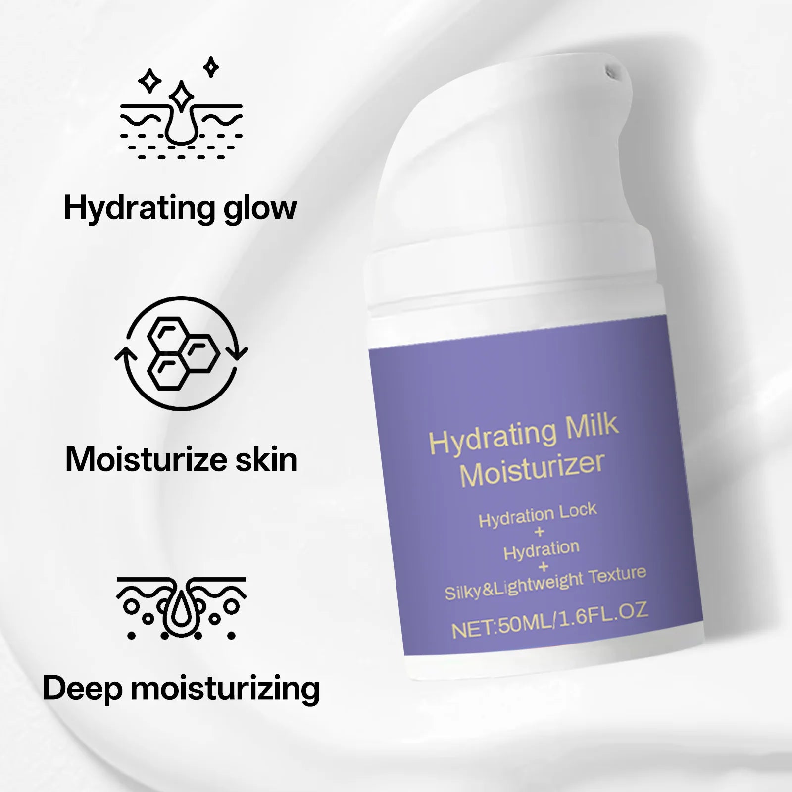Hydrating Milk Moisturizer 50ml for All Skin Types Lightweight Non-Greasy Daily Face Balm with Shea Butter and Glycerin Zpaxo