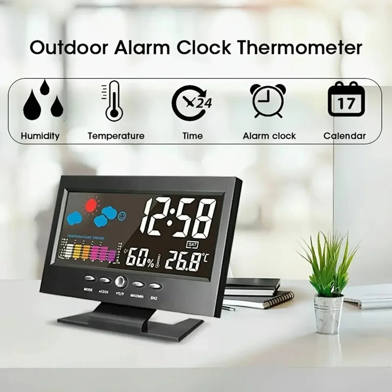 Large Backlit Display Digital Clock Voice Control Weather Station 12