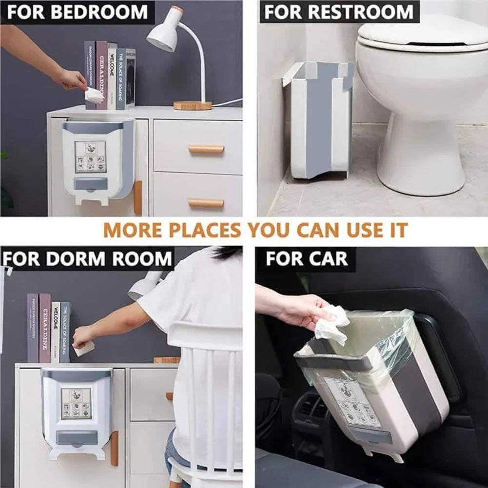 Kitchen Folding Trash Can Wall Mounted Trash Can Kitchen Cabinet Door Mounted Trash Can Folding Trash Can for Vehicles Zpaxo
