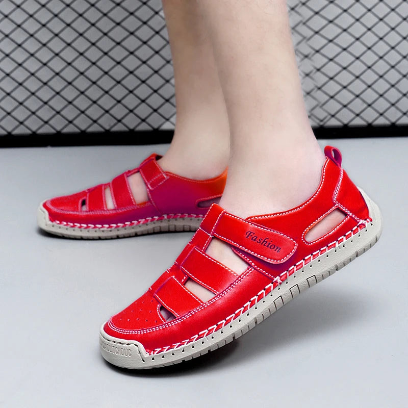 Summer Men Sandals Leather Mens Casual Shoes Outdoor Beach Roman