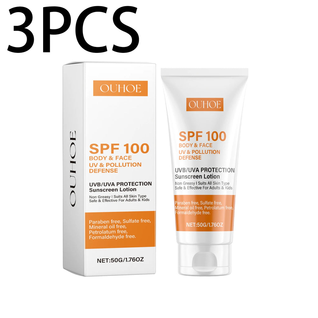 Face & Body Sunscreen Non-Greasy SPF 100+ Facial Sunblock UVA & UVB Protection Sunblocking Cream Anti Aging for Summer Beach Zpaxo 150g boxed