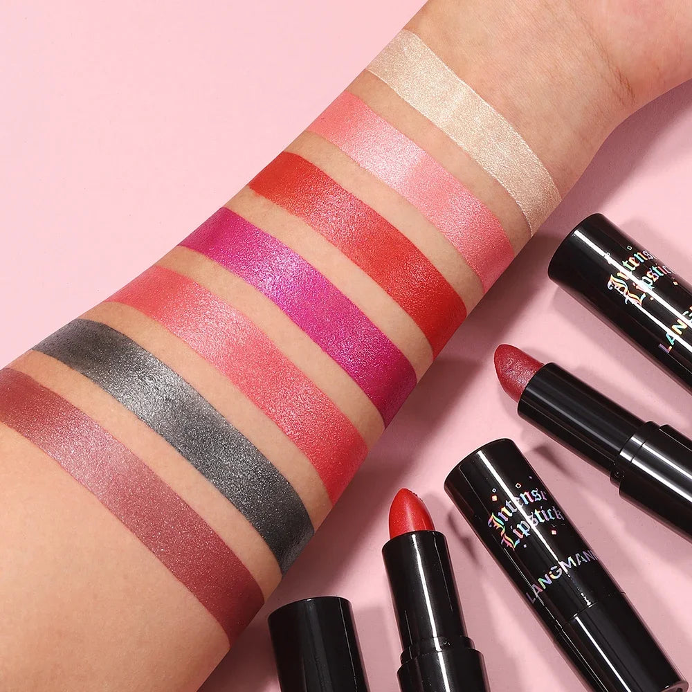 Shimmer Coral Metallic Lipstick Glitter Diamond Waterproof Lip Gloss High Pigment Shiny Sparkling Pearl Lip Stick Cosmetics Zpaxo