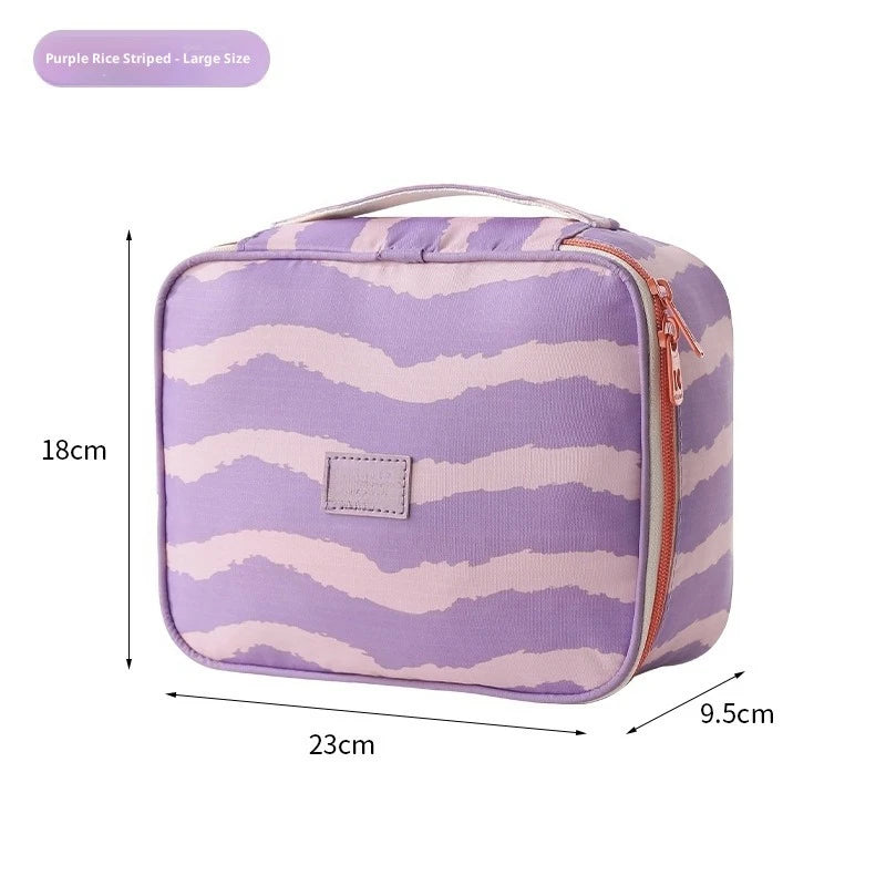Hot Ins Striped Travel Storage Bag, Bathroom Cosmetics, Dry and Wet Separation, Wash Bag, Multi-functional Bedroom Storage Bag Zpaxo Purple stripe 23cmX9.5cm X18cm