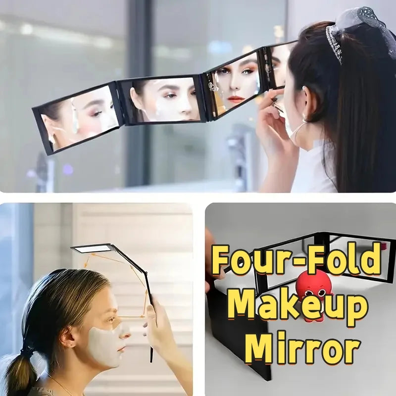 1PC Portable Folding Mirror: 360° 4-Sided Handheld, Multi-Functional for Haircut & Travel - Compact Lightweight Design Zpaxo
