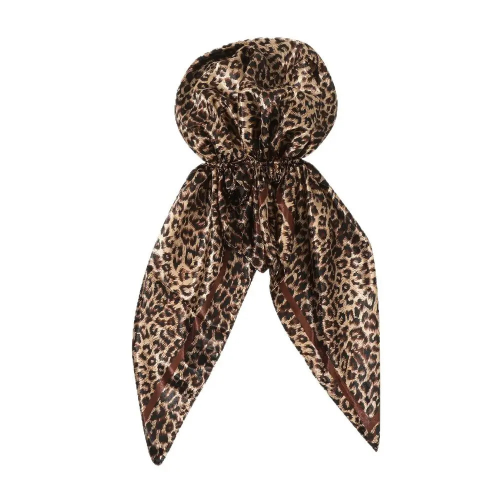 Leopard Print Print Turban Hat Elegant Thin Breathable Women Head Scarf Windproof Satin Silk Scarves Summer Accessories Zpaxo