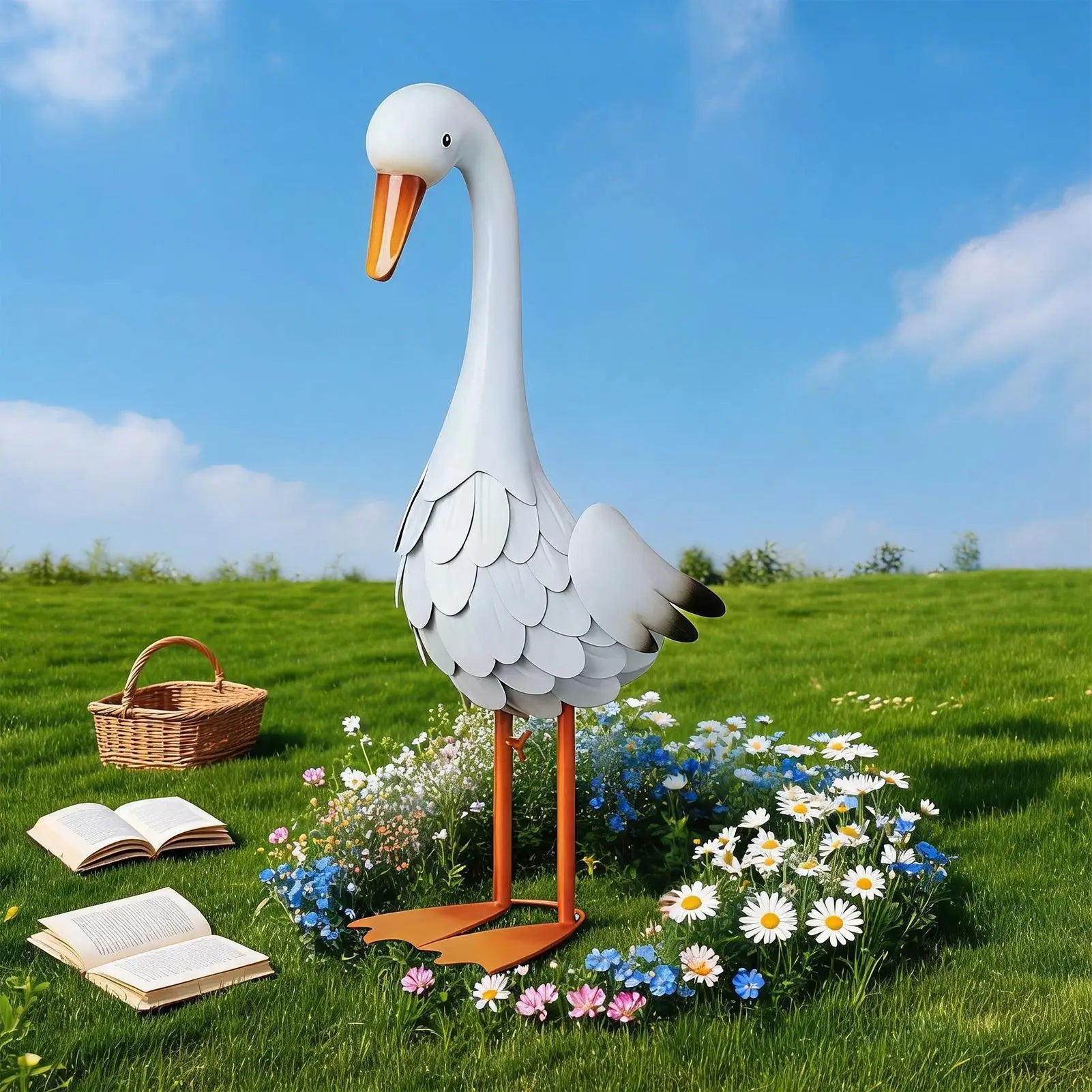 Porch Goose Metal Animal Statue Garden Goose for Front Porch Yard Patio Balcony Garden Lawn Entryway Indoor Outdoor Zpaxo