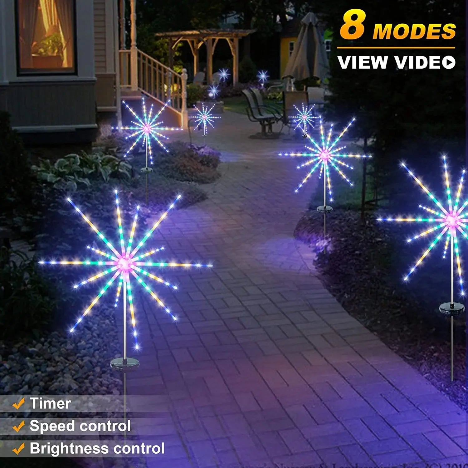 Solar Fairy Lights Outdoor Waterproof Landscape LED Lawn Lamps Firework String Light Garland for Christmas Holiday Garden Decor Zpaxo