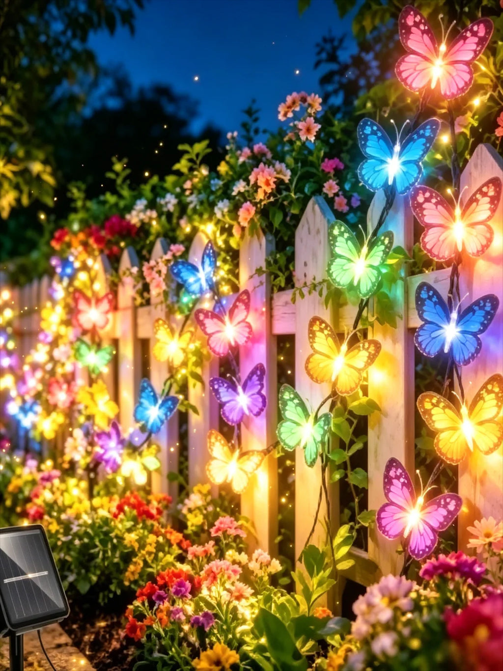 Solar-powered Butterfly String Lights Realistic Outdoor Garden