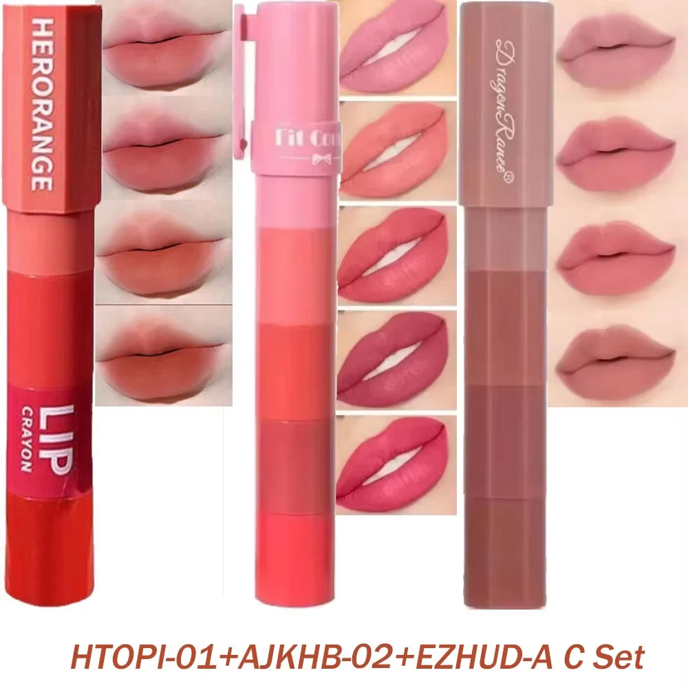 1 Cute Matte Lipstick Crayon Combo Purple Lip Tint Velvet Sexy Zpaxo 3Pcs Set C