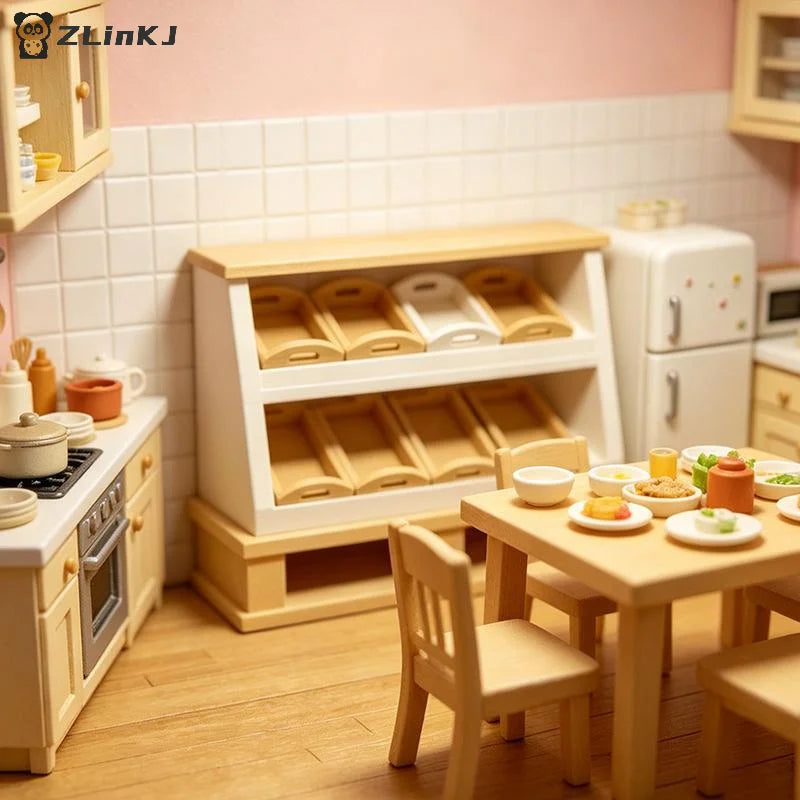 Mini Bread Rack Cupboard Storage Shelf Model 1 12 Dollhouse Miniature Zpaxo