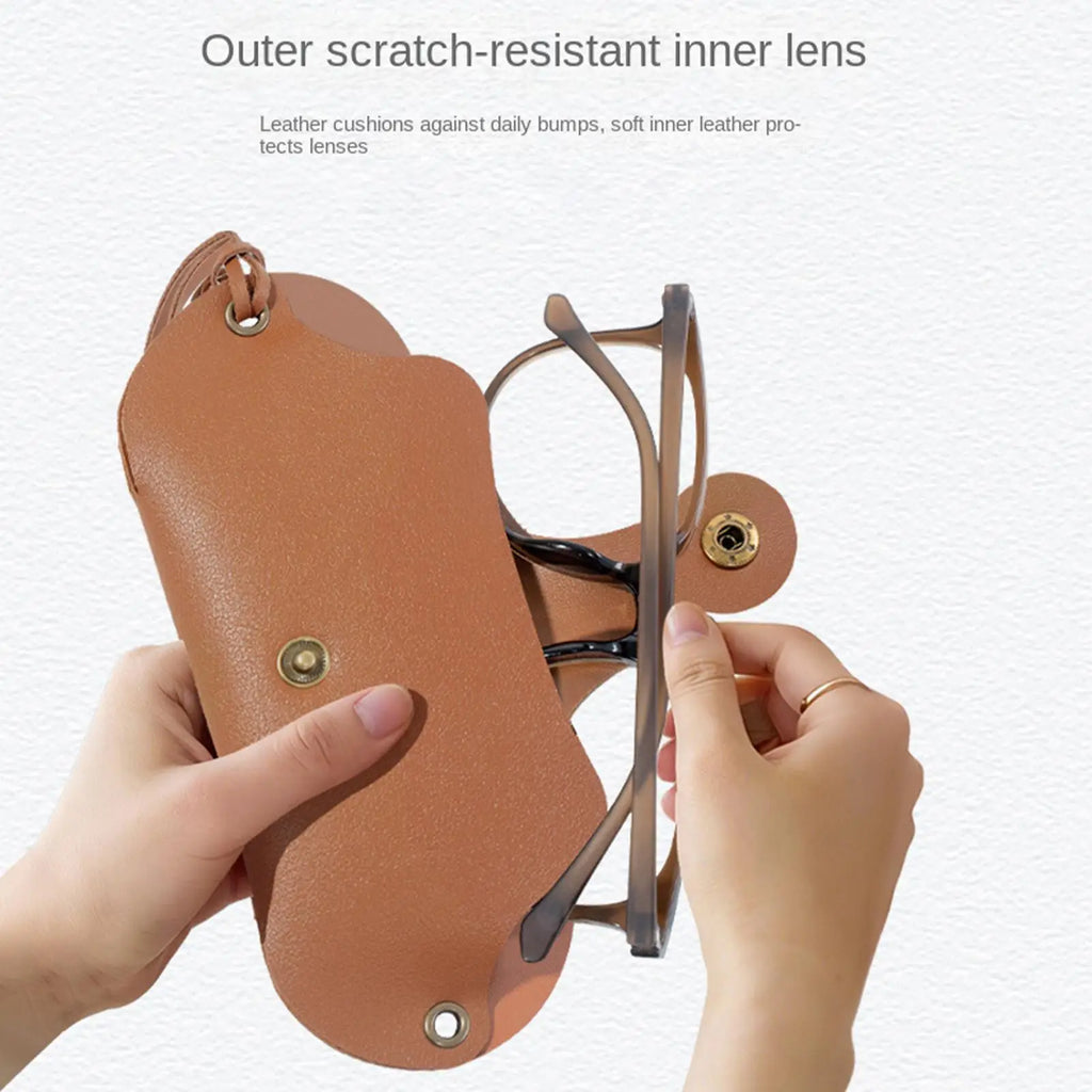 Eyeglass Case Soft PU Leather Eyewear Organizer Strap Sunglasses Bag