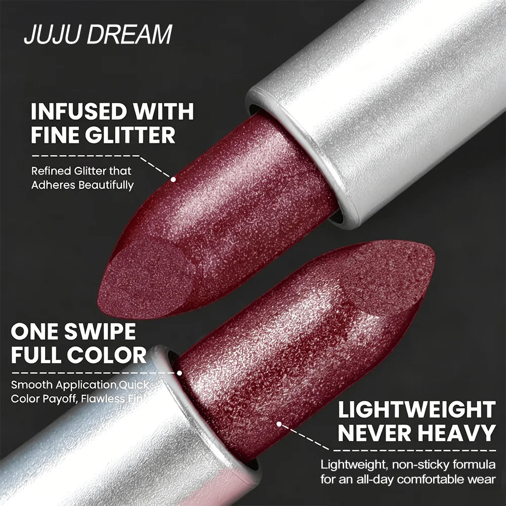 Sparkling, Waterproof, Non-Fading, Long-Lasting, High-Pigment Glitter Lipstick for Bold & Glossy Lips Zpaxo
