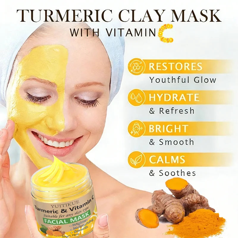 YUITIKUE Turmeric & Vitamin C Face Mask – Brightening Peel Face Peel Mask Zpaxo